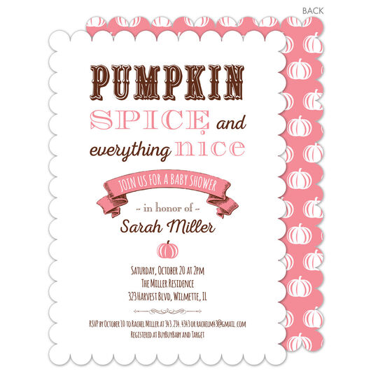 Pink Pumpkin Spice Baby Shower Invitations